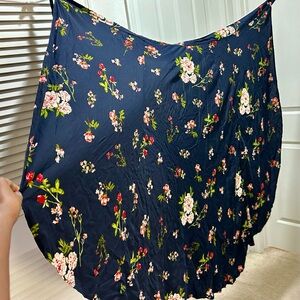 Wrap around skirt / beach wrap floral navy blue